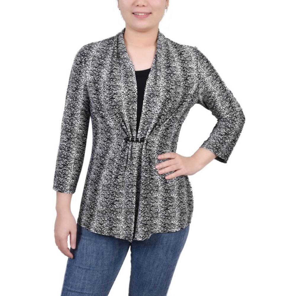 NY Collection Petite 3/4 Sleeve Two Fer Top
